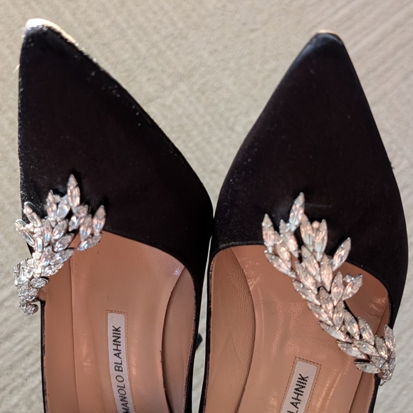 Manolo Blahnik Black Heels with Crystal Accents - Picture 8 of 12